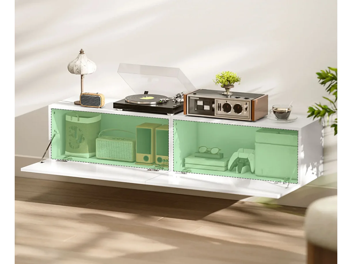 Wandmontierter TV-Schrank, schwebende TV-Kommode mit viel Ablagefläche und Stauraum TV-Ständer