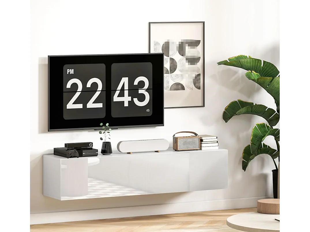 Wandmontierter TV-Schrank, schwebende TV-Kommode mit viel Ablagefläche und Stauraum TV-Ständer