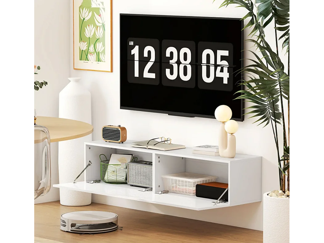 Wandmontierter TV-Schrank, schwebende TV-Kommode mit viel Ablagefläche und Stauraum TV-Ständer