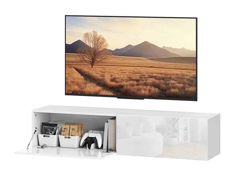 Wandmontierter TV-Schrank, schwebende TV-Kommode mit viel Ablagefläche und Stauraum TV-Ständer