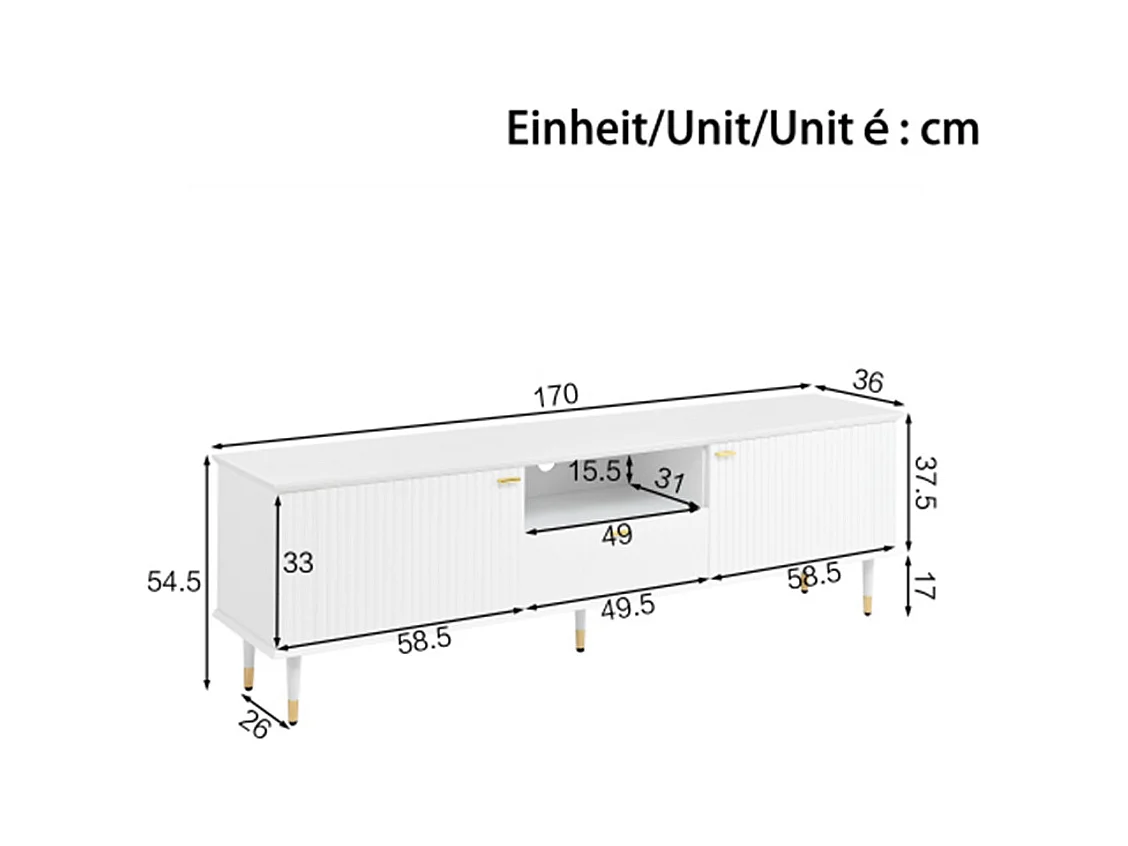 TV-Schrank mit Schubladen,Moderner TV-Ständer, Soft-Close-Scharniere Esszimmer