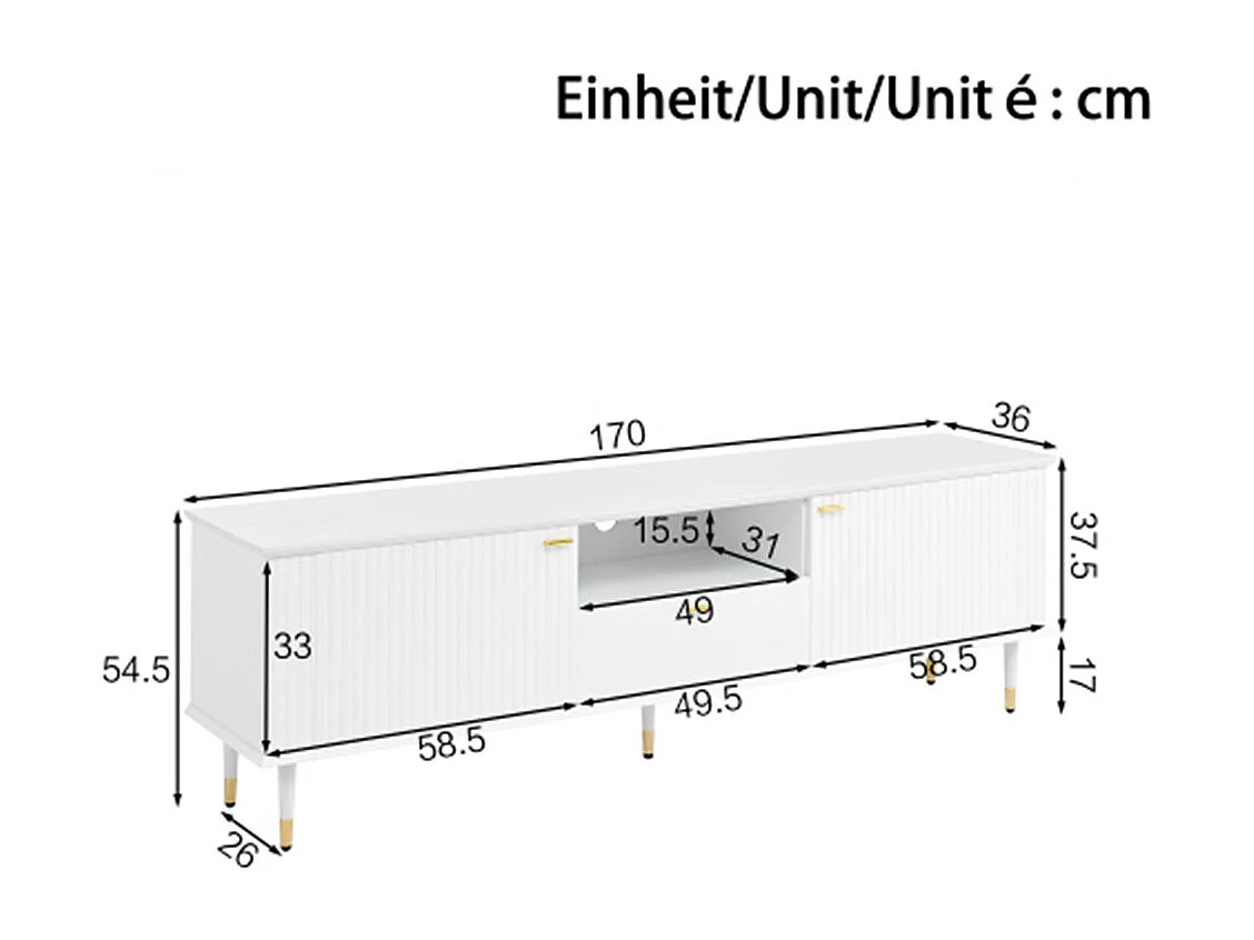 TV-Schrank mit Schubladen,Moderner TV-Ständer, Soft-Close-Scharniere Esszimmer