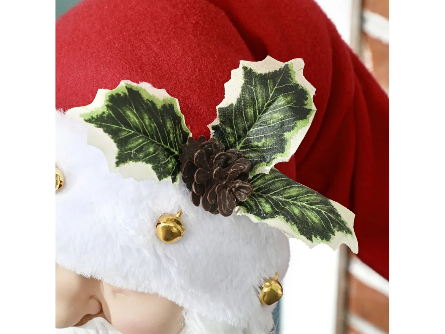 Weihnachtsmannfigur, beweglich, mit Geräuschsensor, Lachen & Musik, 140 cm, Rot