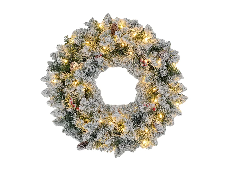 Weihnachtskranz mit LED-Beleuchtung,Dekorativer realistisches Aussehen, Ø60 x 10 cm