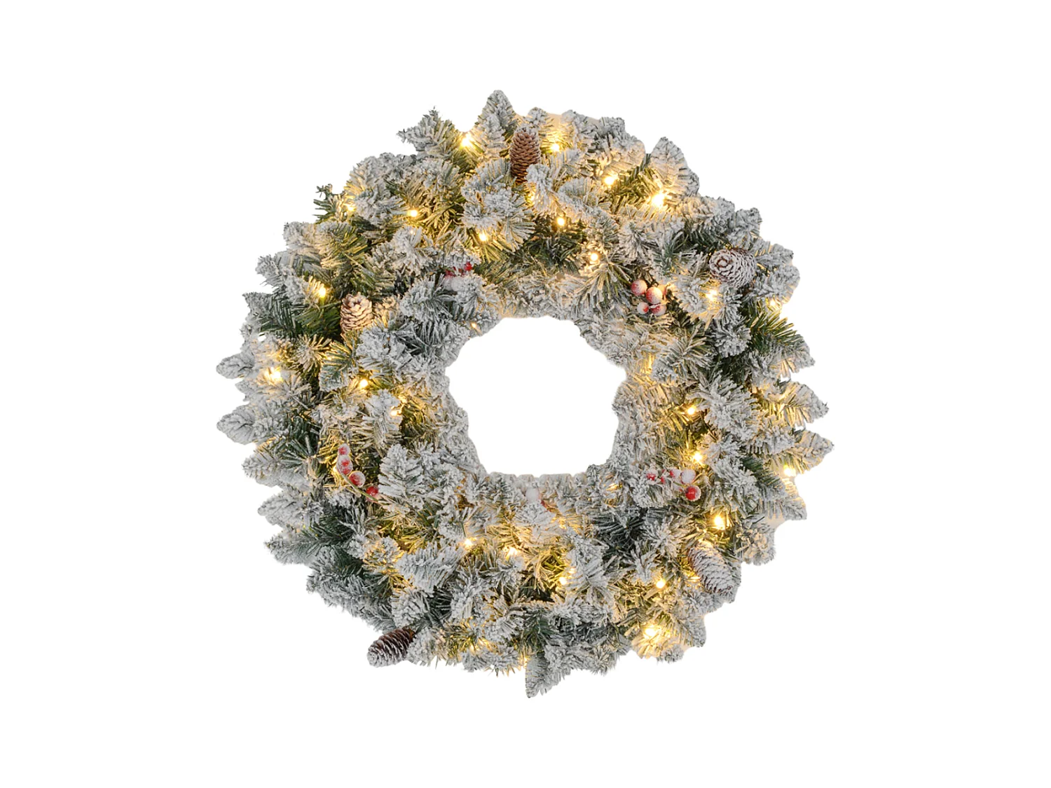 Weihnachtskranz mit LED-Beleuchtung,Dekorativer realistisches Aussehen, Ø60 x 10 cm