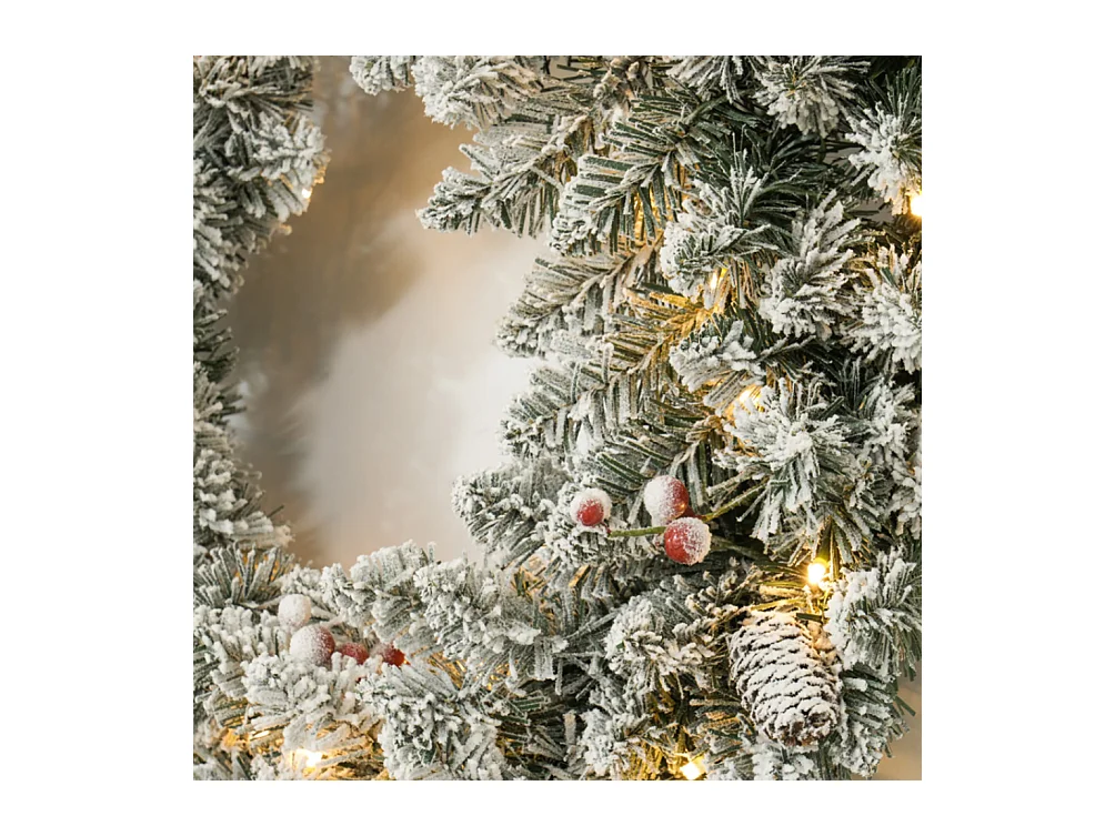 Weihnachtskranz mit LED-Beleuchtung,Dekorativer realistisches Aussehen, Ø60 x 10 cm