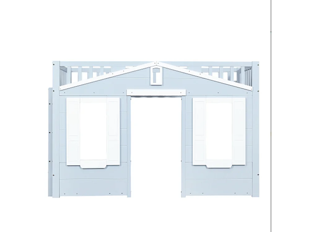 Hochbett, Kinderbett, Platz unter dem Bett für flexible Gestaltung, Schöne Fenstergestaltung,90x200cm