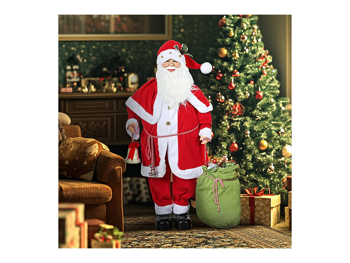 Weihnachtsmannfigur mit Geräuschsensor Lachen & Musik Beweglich 140 cm Rot