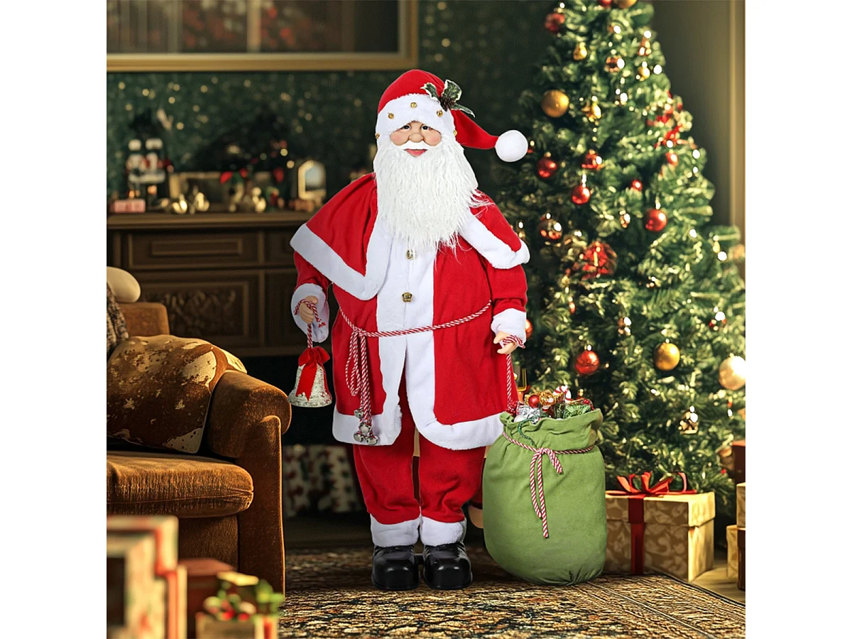 Weihnachtsmannfigur mit Geräuschsensor Lachen & Musik Beweglich 140 cm Rot