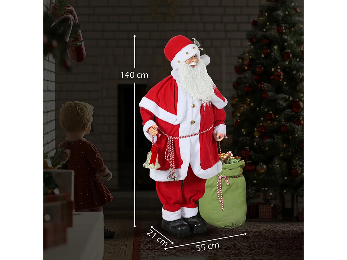 Weihnachtsmannfigur mit Geräuschsensor Lachen & Musik Beweglich 140 cm Rot
