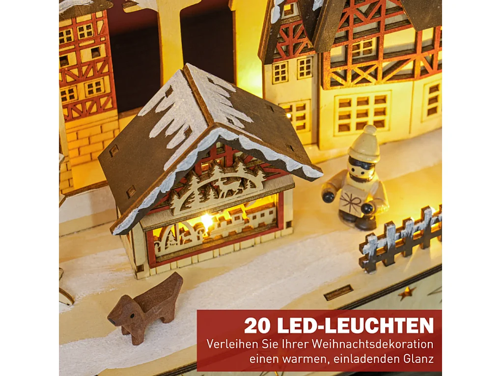 Weihnachtsdorf im Winterwunderland, 20 LED-Lichter, mehrschichtig,45 x 12 x 30 cm