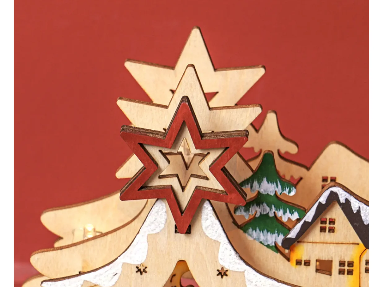 Weihnachtsdorf im Winterwunderland, 20 LED-Lichter, mehrschichtig,45 x 12 x 30 cm