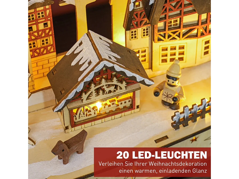 Weihnachtsdorf im Winterwunderland, 20 LED-Lichter, mehrschichtig,45 x 12 x 30 cm