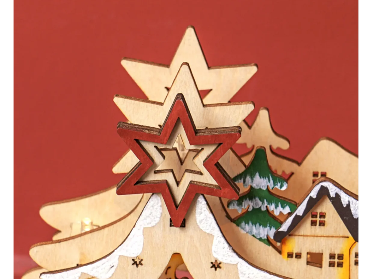 Weihnachtsdorf im Winterwunderland, 20 LED-Lichter, mehrschichtig,45 x 12 x 30 cm