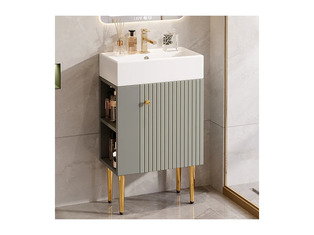 Badezimmermöbel Waschbecken mit Waschtischunterschrank 55 cm,Waschtischunterschrank, Kleine Gästebadmöbel