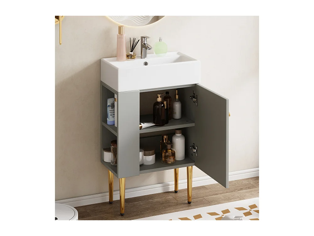 Badezimmermöbel Waschbecken mit Waschtischunterschrank 55 cm,Waschtischunterschrank, Kleine Gästebadmöbel