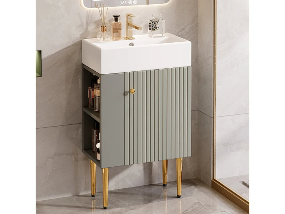 Badezimmermöbel Waschbecken mit Waschtischunterschrank 55 cm,Waschtischunterschrank, Kleine Gästebadmöbel