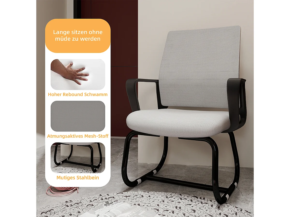 Arbeitsstuhl mit Metallgestell Weich und Bequem Bürostuhl Loungesessel Relaxsessel