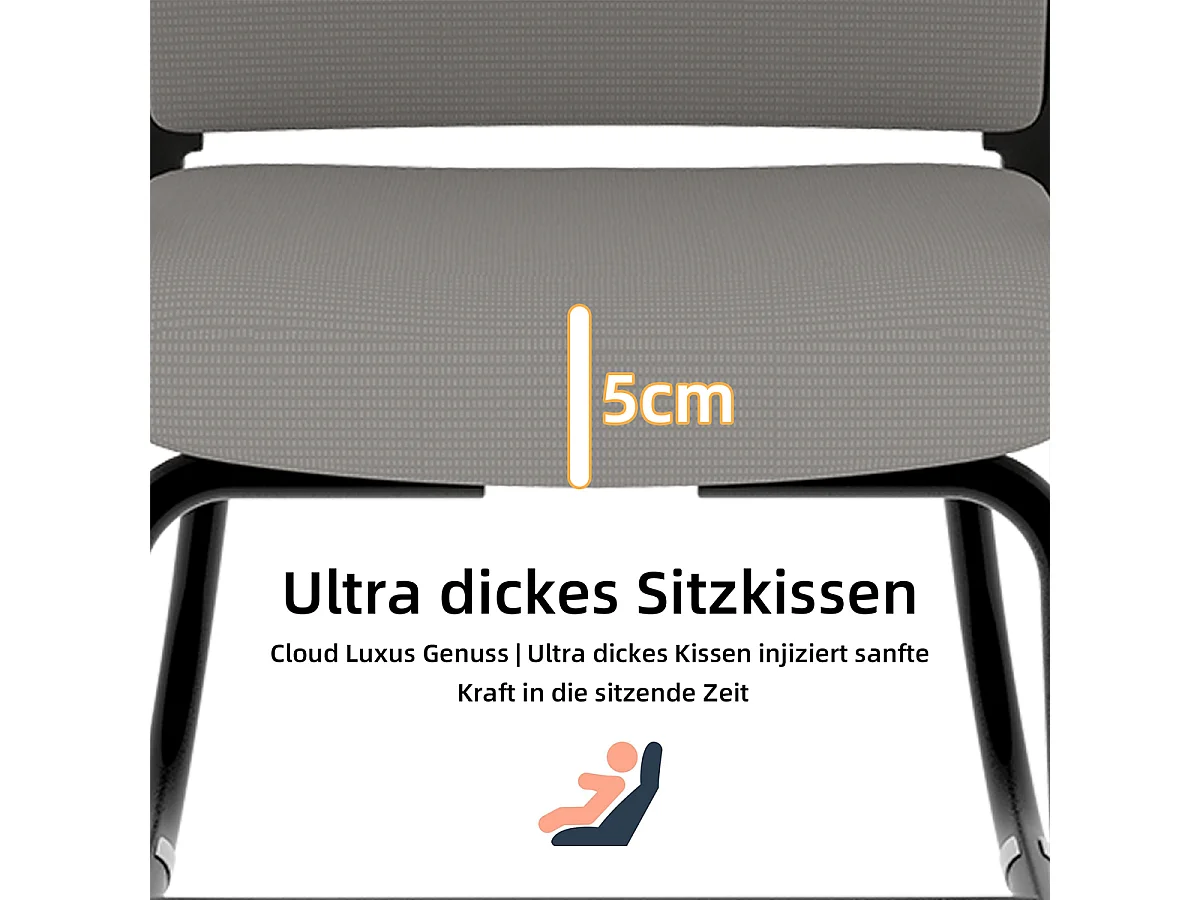 Arbeitsstuhl mit Metallgestell Weich und Bequem Bürostuhl Loungesessel Relaxsessel