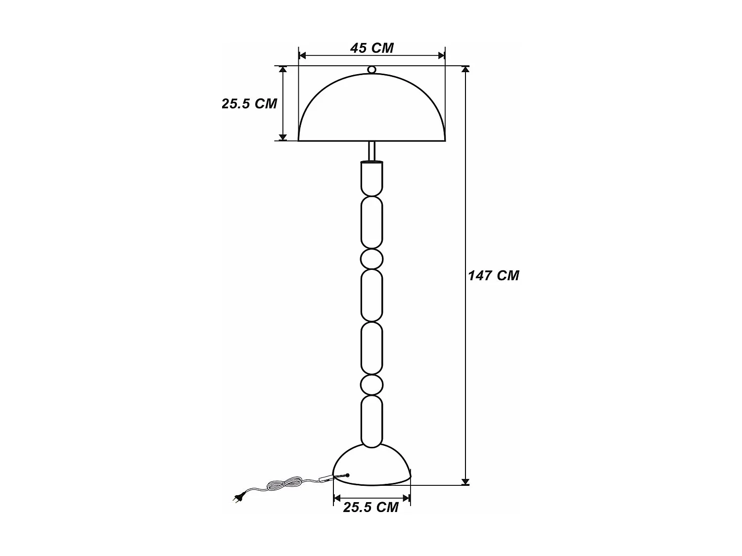 Lampadaire champignon en métal - D. 45 x H. 147 cm - Kaki brillant - ELDON