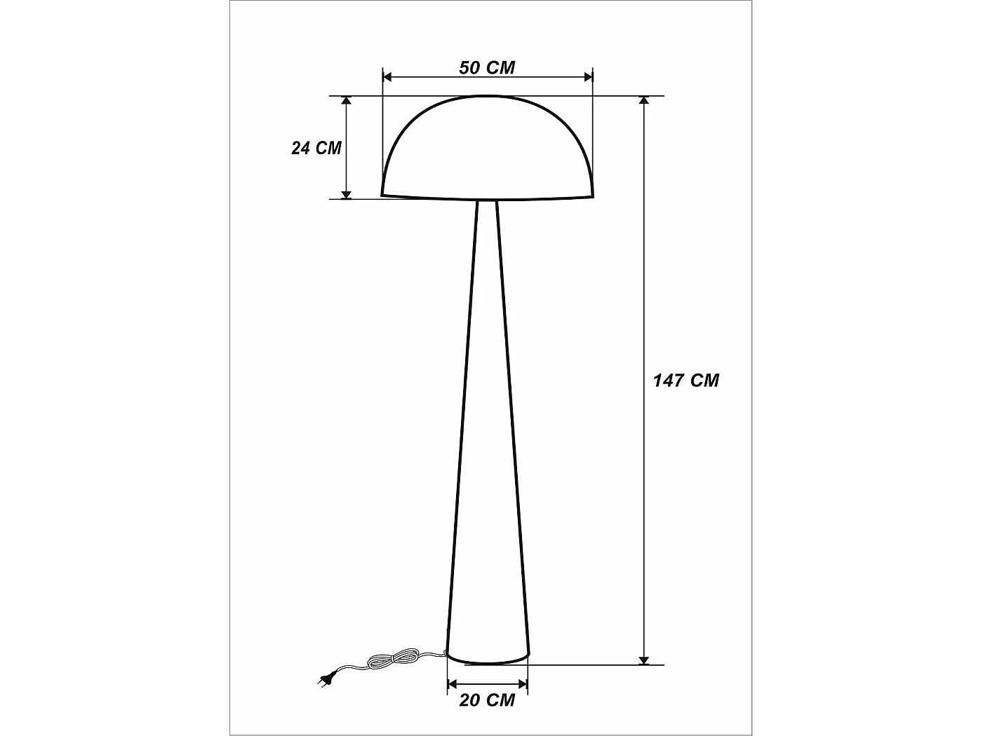 Lámpara de pie tipo seta metálica - D. 50 x Alt.147 cm - Rojo brillante - RANDALL