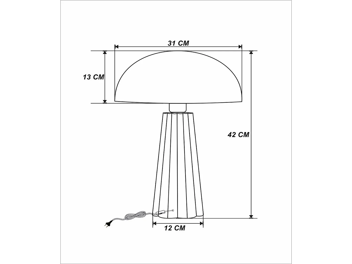 Lampe à poser champignon en métal - D. 31 x H.42 cm - Doré et noir - RANDALL