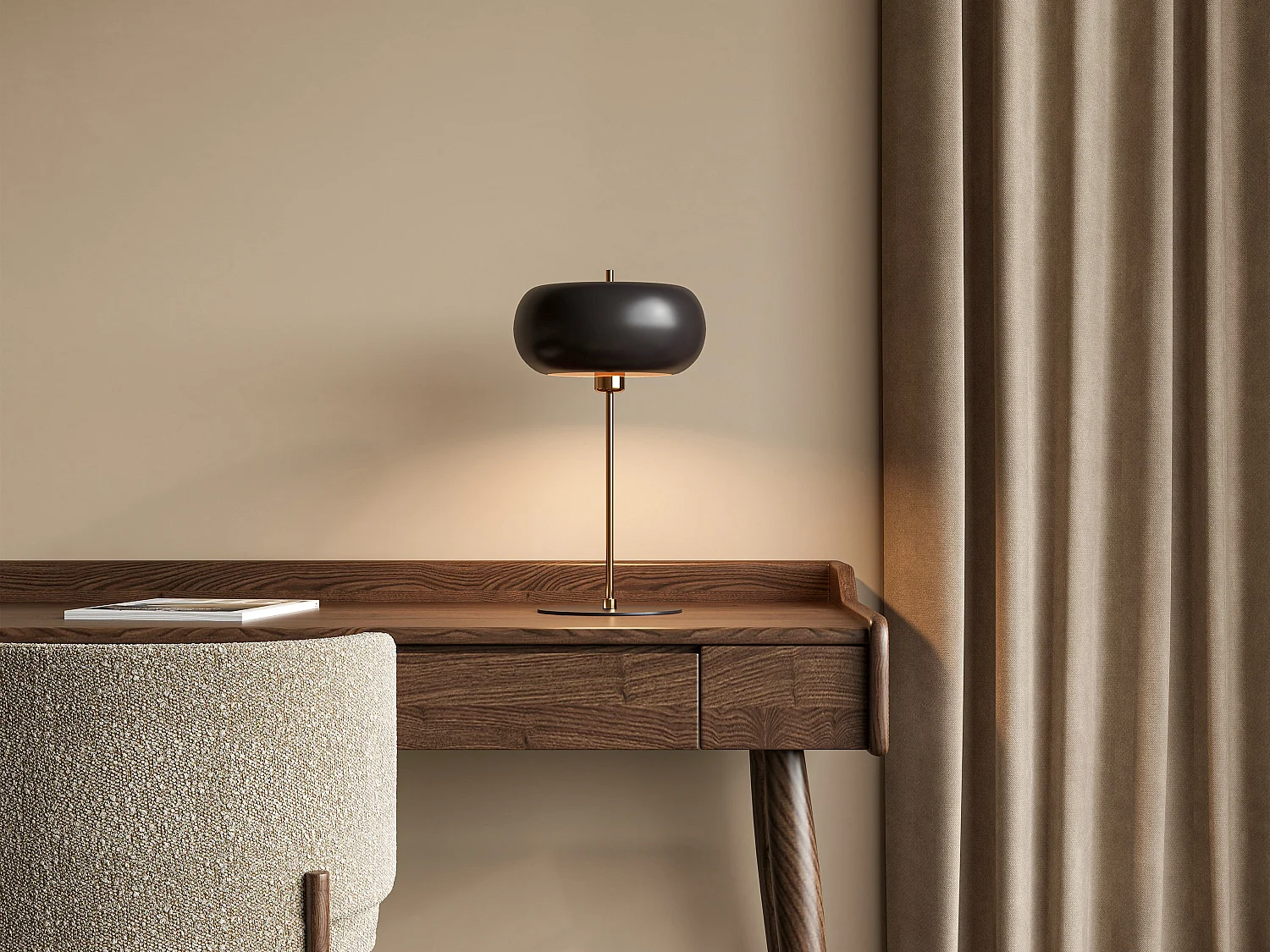 Lampe à poser en métal - D. 26 x H.50 cm - Doré et noir - KERRY