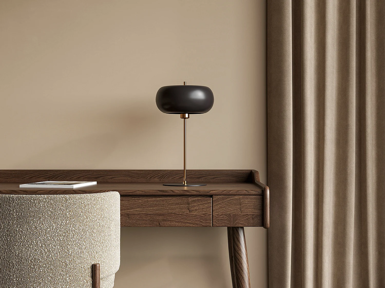 Lampe à poser en métal - D. 26 x H.50 cm - Doré et noir - KERRY