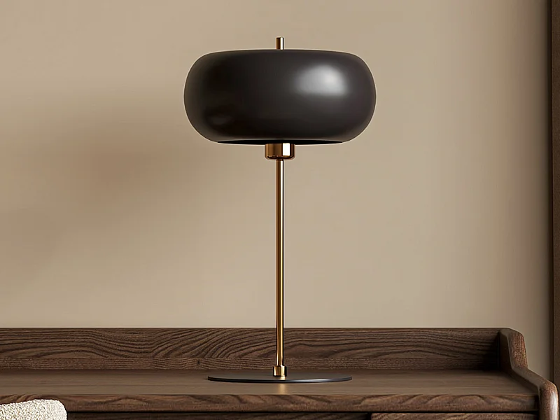 Lampe à poser en métal - D. 26 x H.50 cm - Doré et noir - KERRY