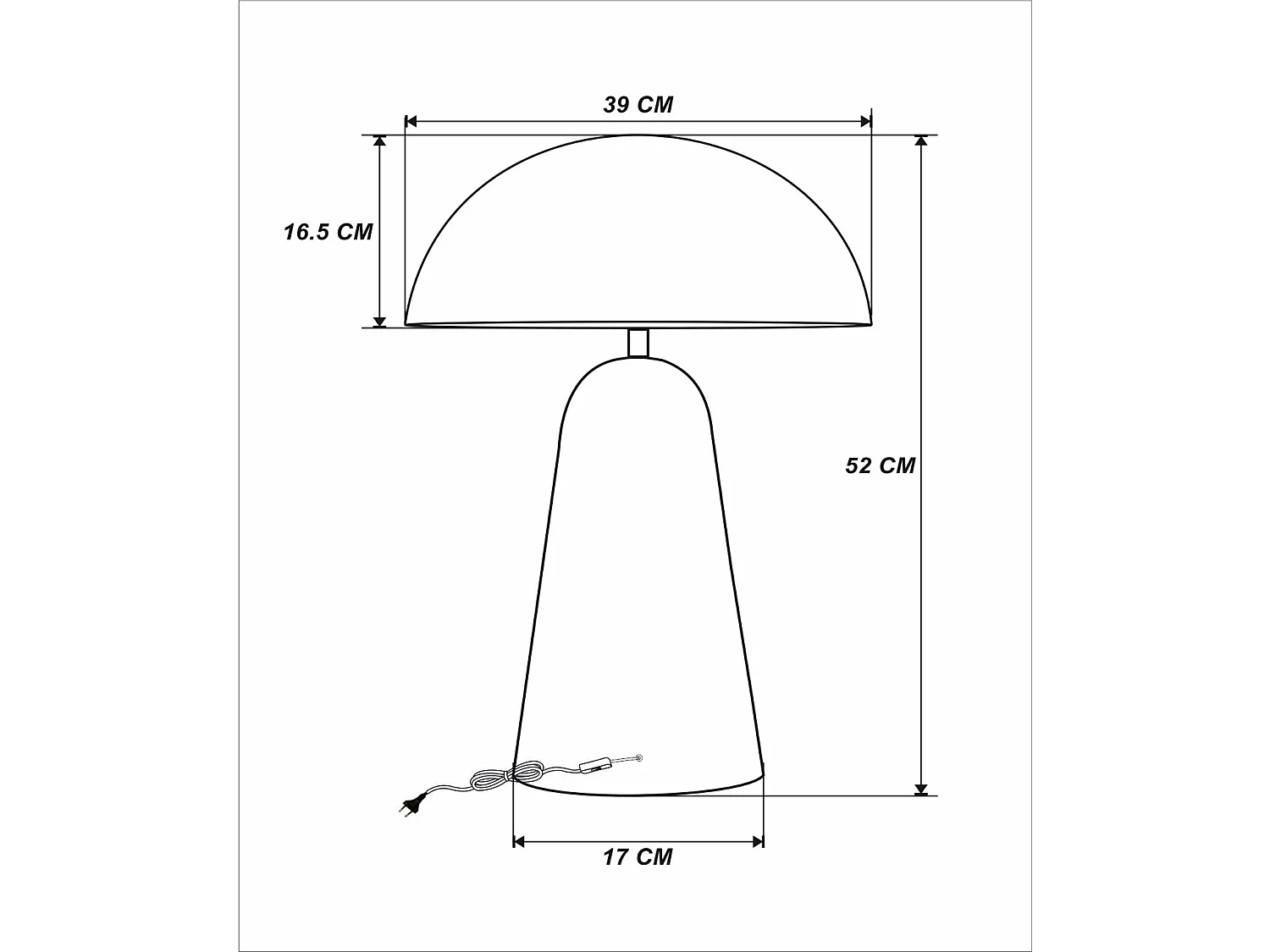 Lámpara de mesa tipo seta de metal - D. 39 x Alt.52 cm - Rosa brillante - LARKIN