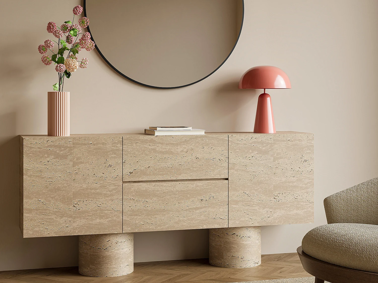 Lámpara de mesa tipo seta de metal - D. 39 x Alt.52 cm - Rosa brillante - LARKIN