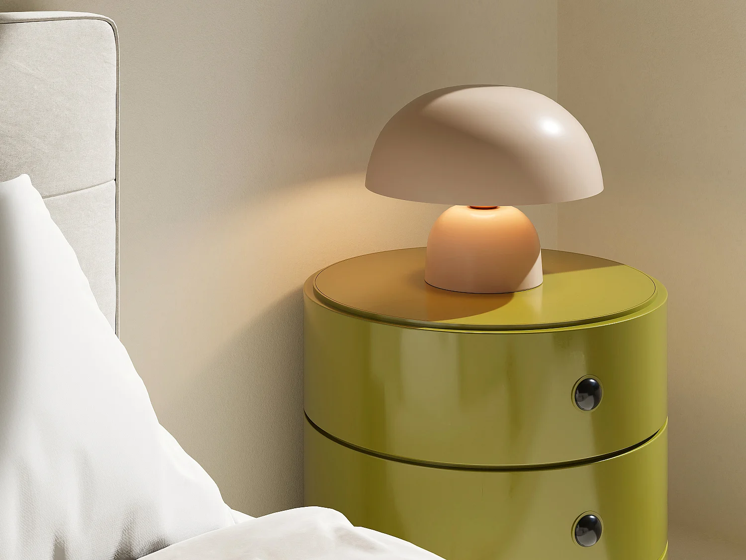 Lampe à poser champignon en métal - D. 31 x H.25 cm - Beige - SIDNEY