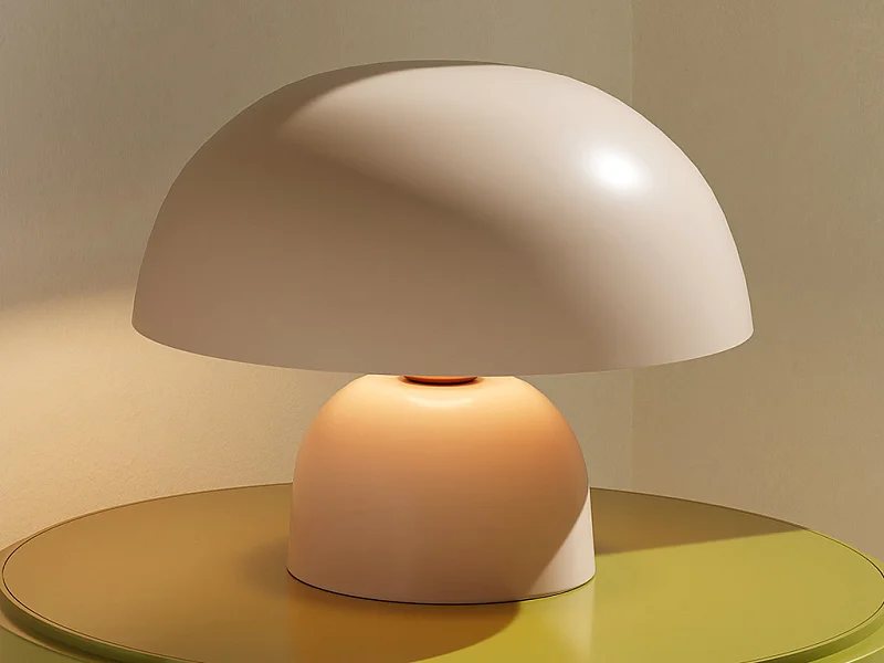 Lampe à poser champignon en métal - D. 31 x H.25 cm - Beige - SIDNEY