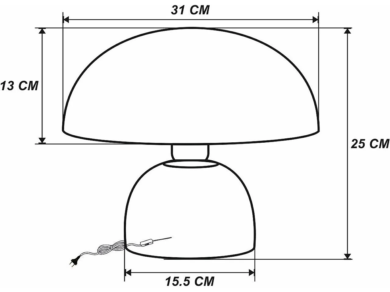 Lampe à poser champignon en métal - D. 31 x H.25 cm - Orange - SIDNEY