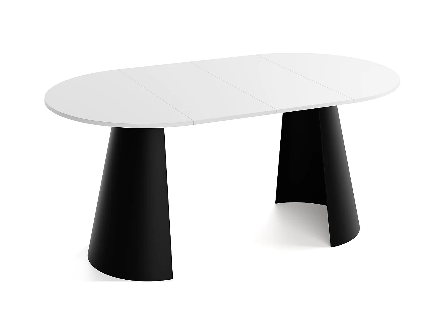 Table à Manger Ronde Extensible Style Loft – 120 à 200 cm – Table Industrielle avec Pieds en Métal Coniques Noirs pour 6 à 10 Personnes – Gain de Place – Blanc