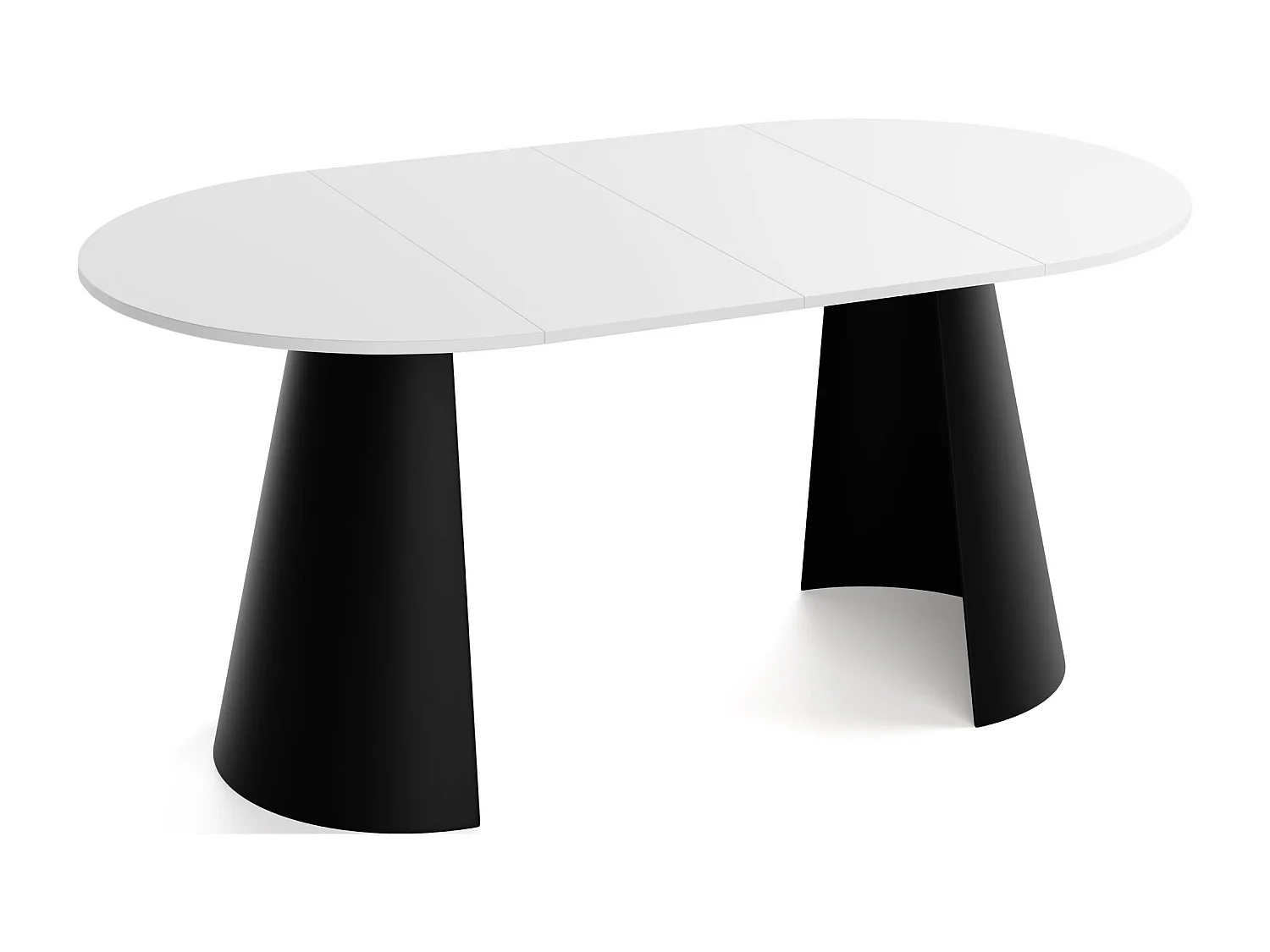 Esstisch Rund Ausziehbar im Loft-Stil – 120 cm – Industrieller Tisch mit Schwarzen Konischem Metallbeinen für 6-10 Personen, Wohnzimmer Esszimmer – Weiß