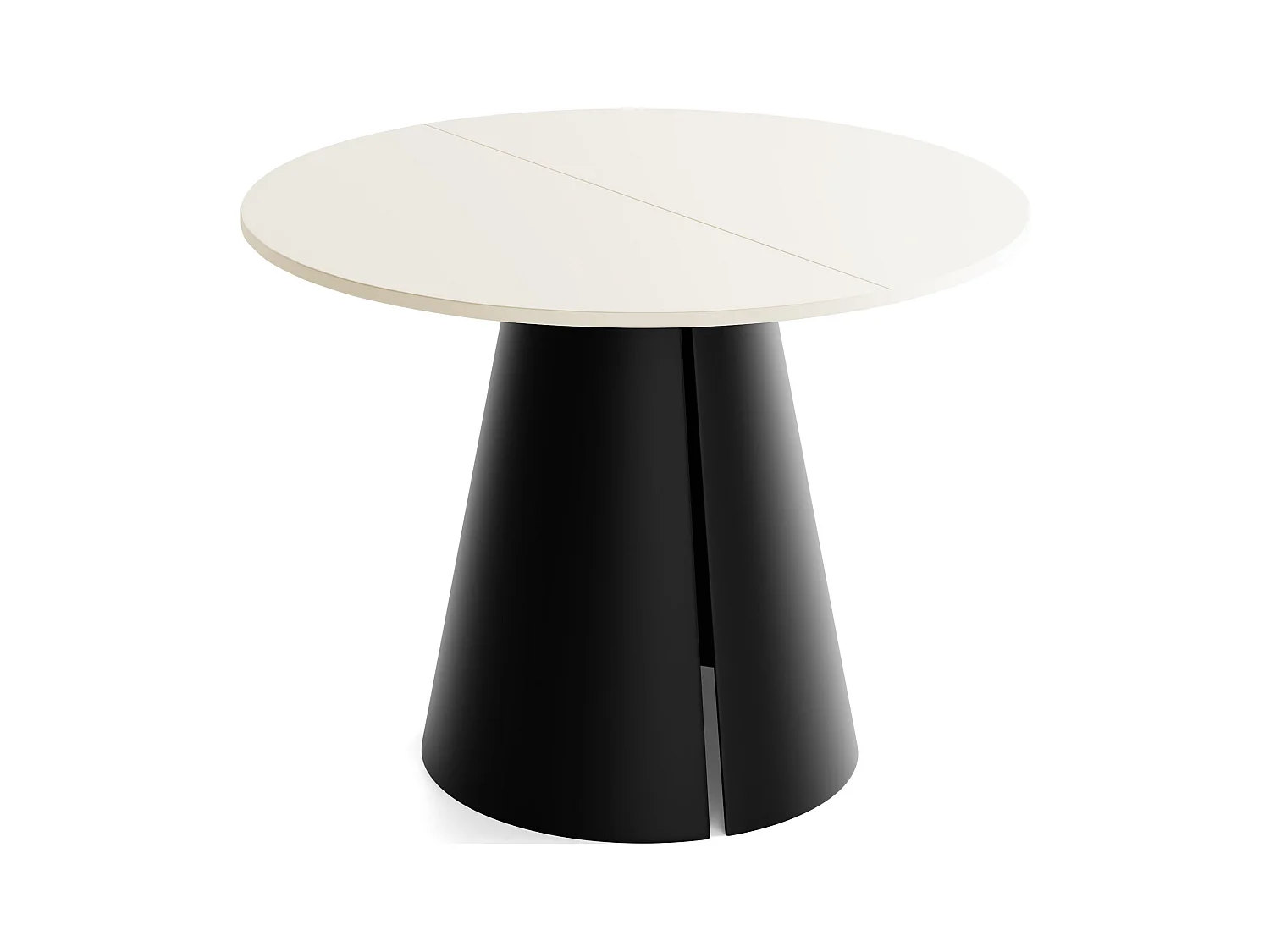 Table à Manger Ronde Extensible Loft – 100 à 180 cm – Table Industrielle avec Pieds en Métal Coniques Noirs pour 5 à 8 Personnes – Gain de Place – Beige Cachemire