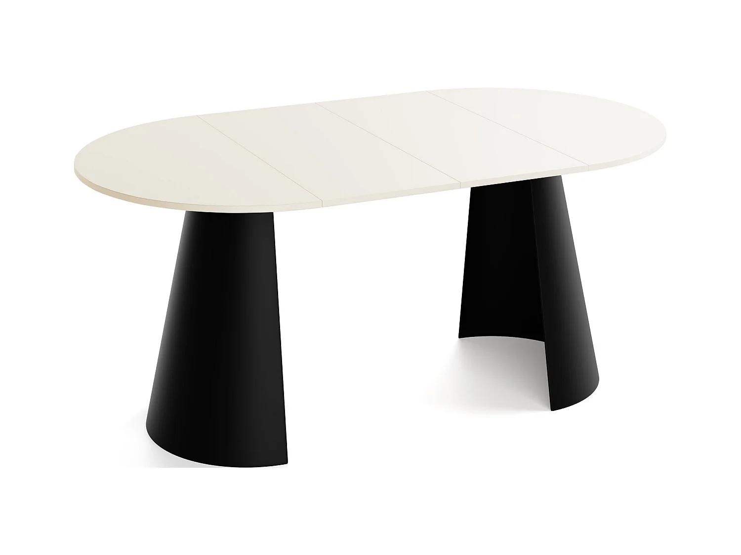 Table à Manger Ronde Extensible Loft – 100 à 180 cm – Table Industrielle avec Pieds en Métal Coniques Noirs pour 5 à 8 Personnes – Gain de Place – Beige Cachemire