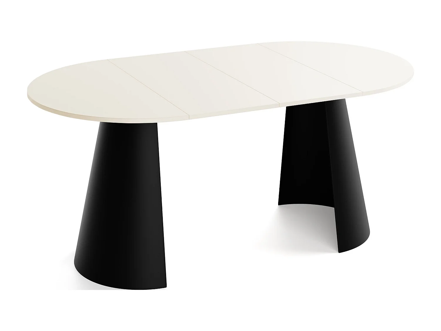 Esstisch Rund Ausziehbar im Loft-Stil – 100 cm – Industrieller Tisch mit Schwarzen Konischem Metallbeinen für 5-8 Personen, Wohnzimmer Esszimmer – Beige Cashmere