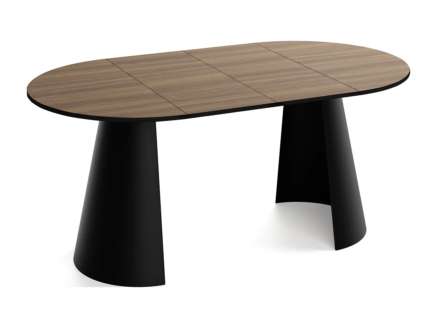 Esstisch Rund Ausziehbar im Loft-Stil – 120 cm – Industrieller Tisch mit Schwarzen Konischem Metallbeinen für 6-10 Personen, Wohnzimmer Esszimmer – Walnuss Braun