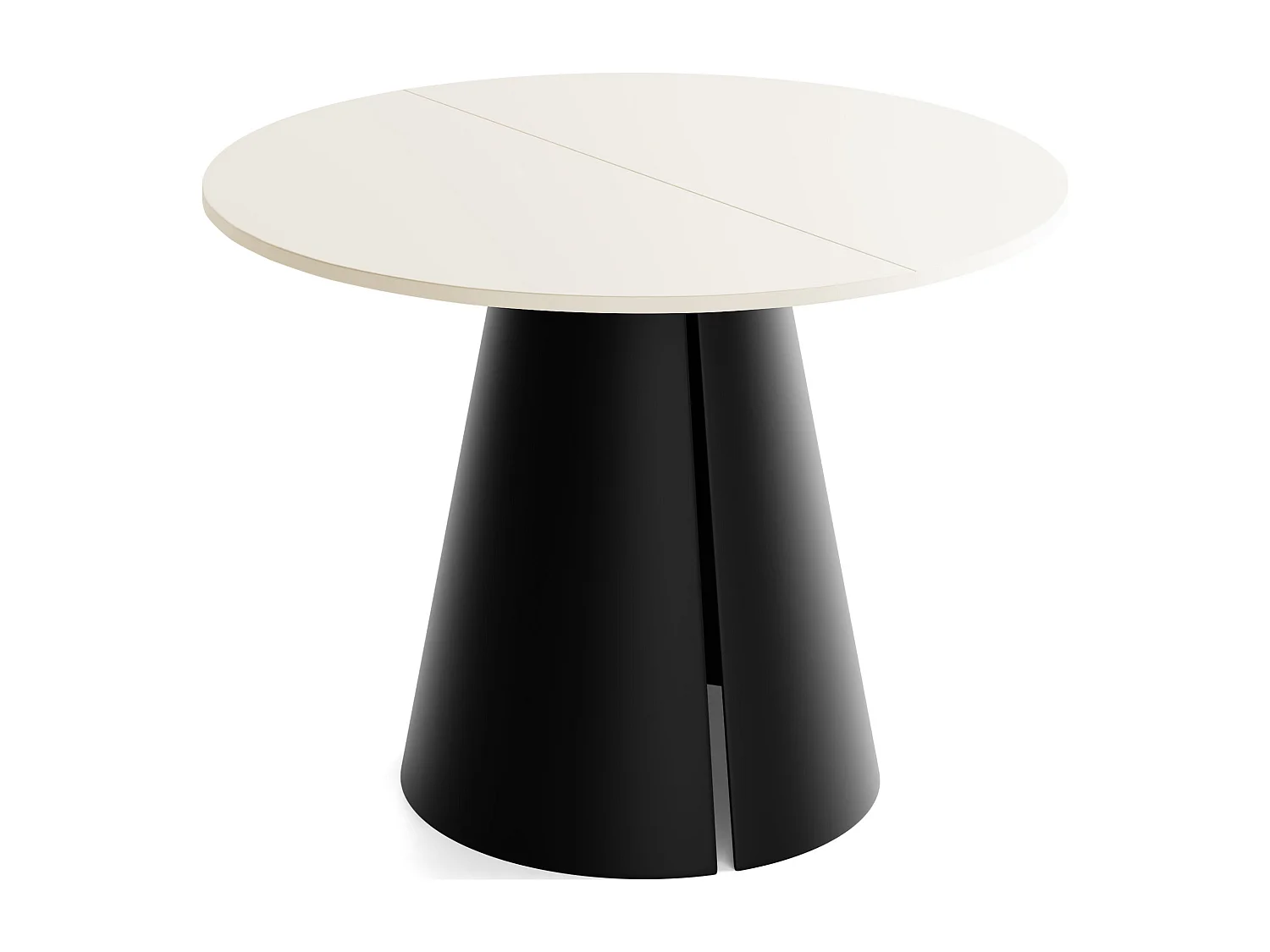 Esstisch Rund Ausziehbar im Loft-Stil – 120 cm – Industrieller Tisch mit Schwarzen Konischem Metallbeinen für 6-10 Personen, Wohnzimmer Esszimmer – Beige Cashmere