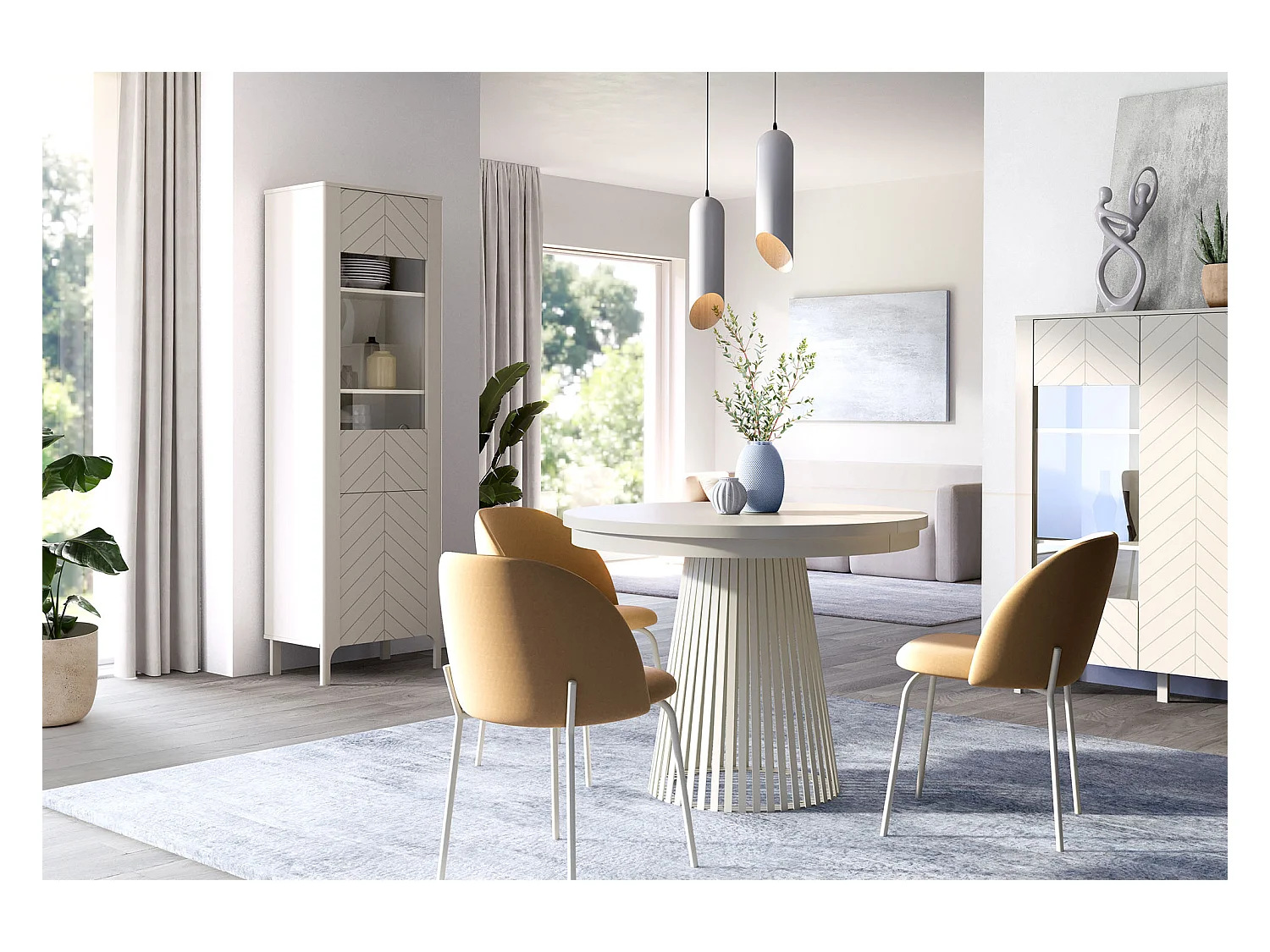 Esstisch Rund Ausziehbar mit Lamellen im Loft-Stil – 100 bis 180 cm – Platzsparender, Industrieller Tisch mit Metallbeinen, Metallgestell in Beige Kaschmir – Braun