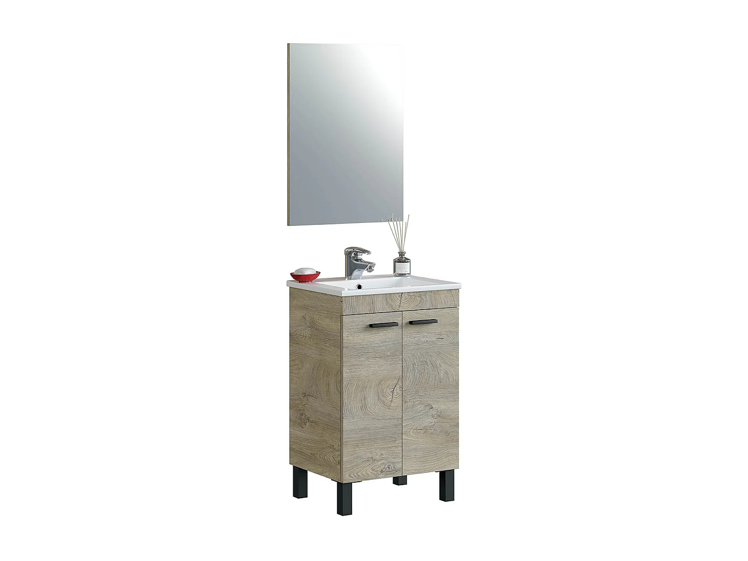 Mueble de lavabo Koncept con espejo roble Alaska