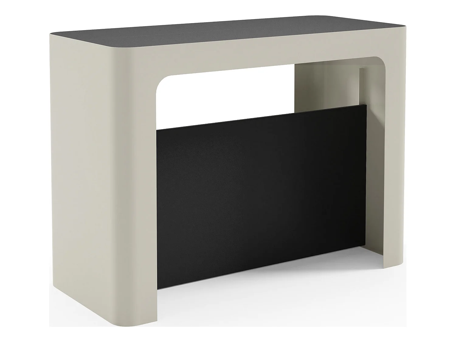 Table Console Extensible Design Moderne – Jusqu'à 300 cm – Style Industriel avec Pieds en Métal Beige Cashmere – Gain de Place pour Salon ou Salle à Manger – Noir