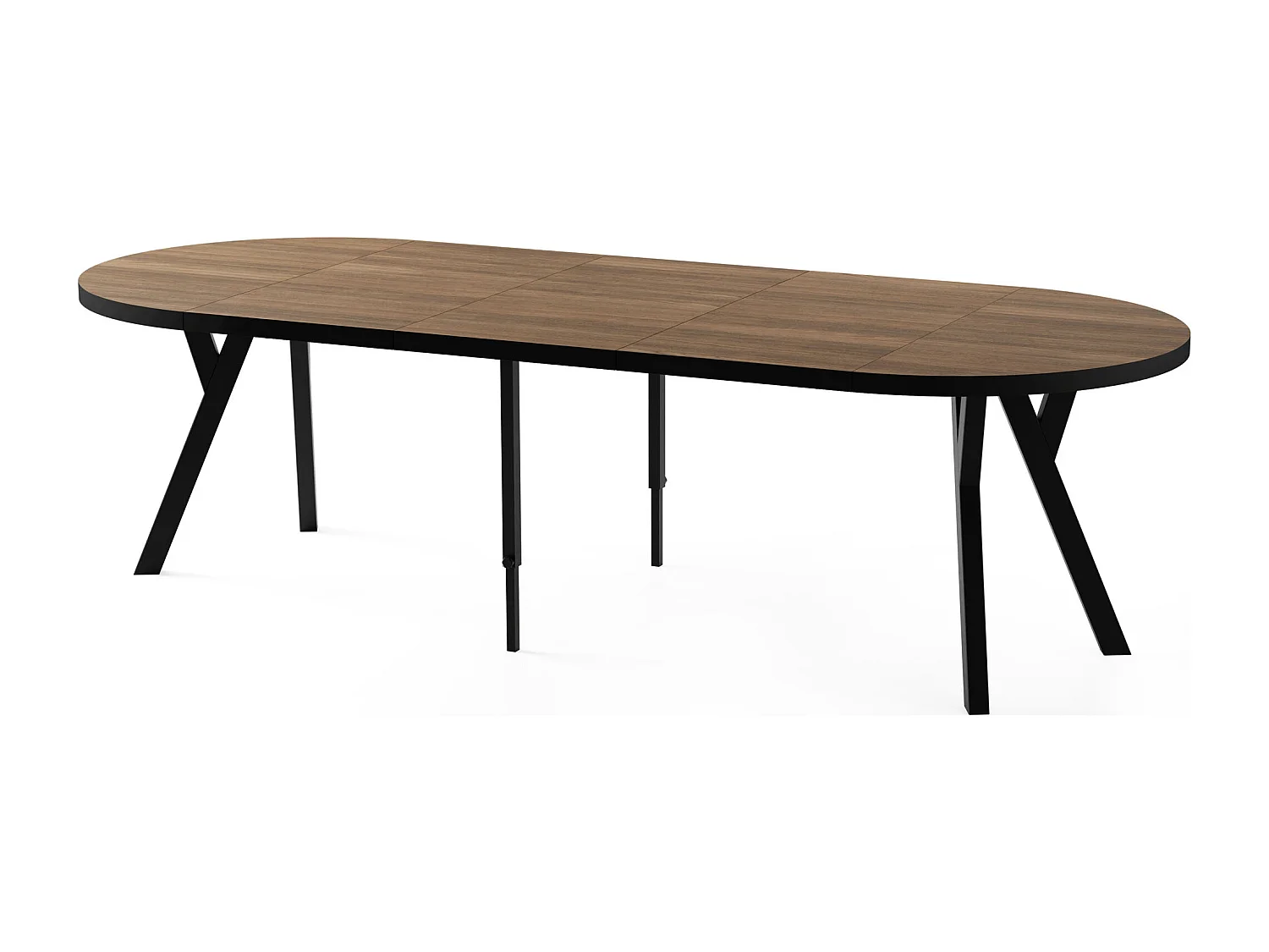 Esstisch Rund Groß XXL Ausziehbar im Loft-Stil – 100 bis 250 cm – Extra Lang Ausziehtisch mit Schwarzen Holzbeinen, für 5-14 Personen – Eiche Dunkelbraun Rustikal