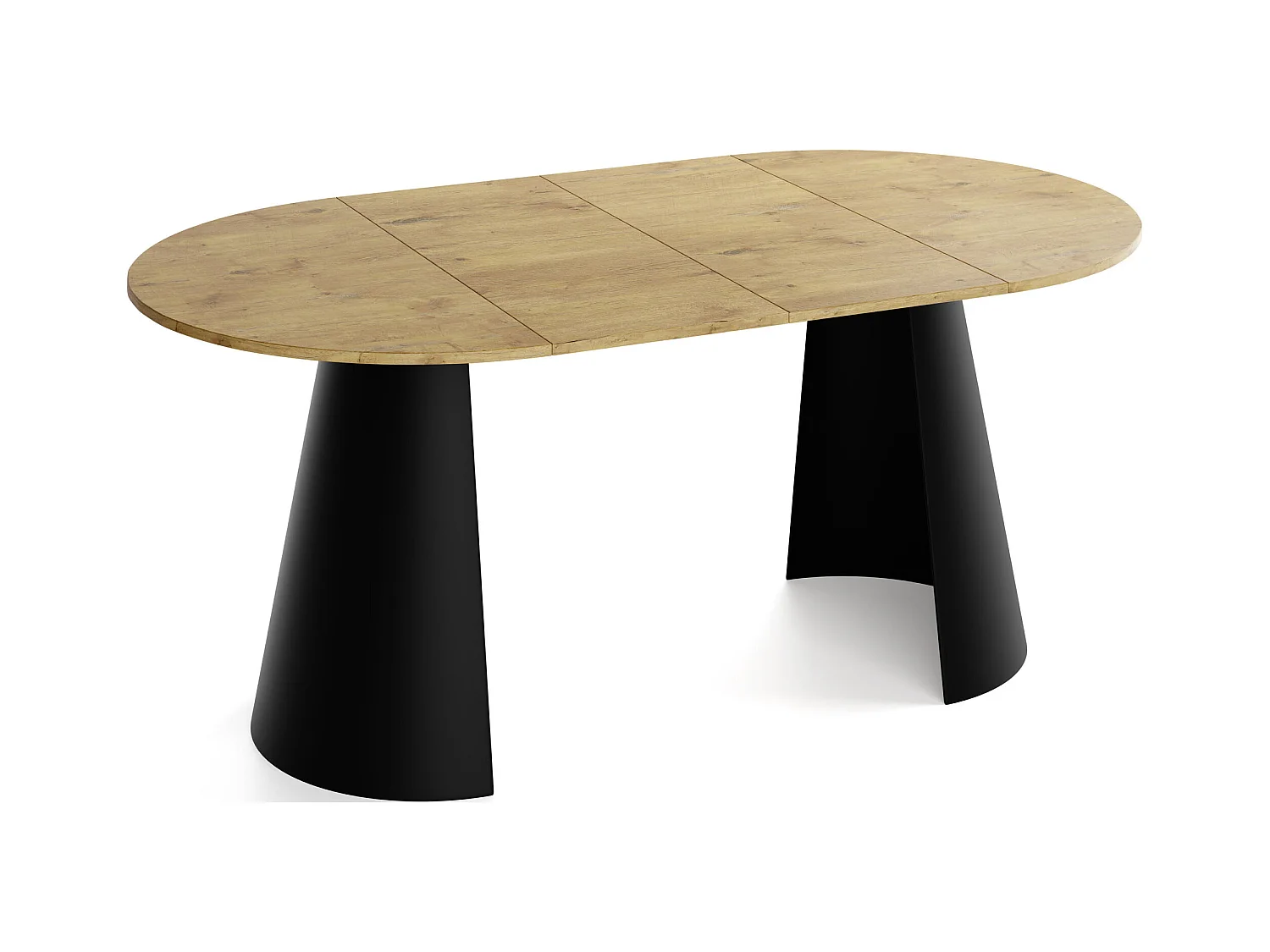 Table à Manger Ronde Extensible – 120 à 200 cm – Table Industrielle avec Pieds en Métal Coniques Noirs pour 6 à 10 Personnes – Gain de Place – Chêne Marron Clair