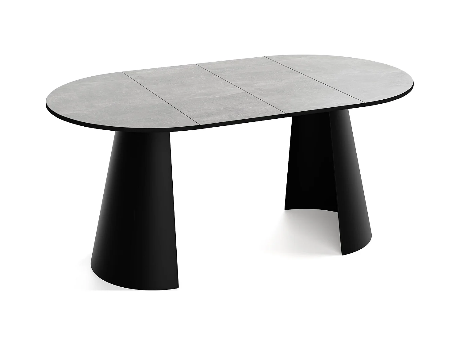 Table à Manger Ronde Extensible Style Loft – 100 à 180 cm – Table Industrielle avec Pieds en Métal Coniques Noirs pour 5 à 8 Personnes – Gain de Place – Béton Gris