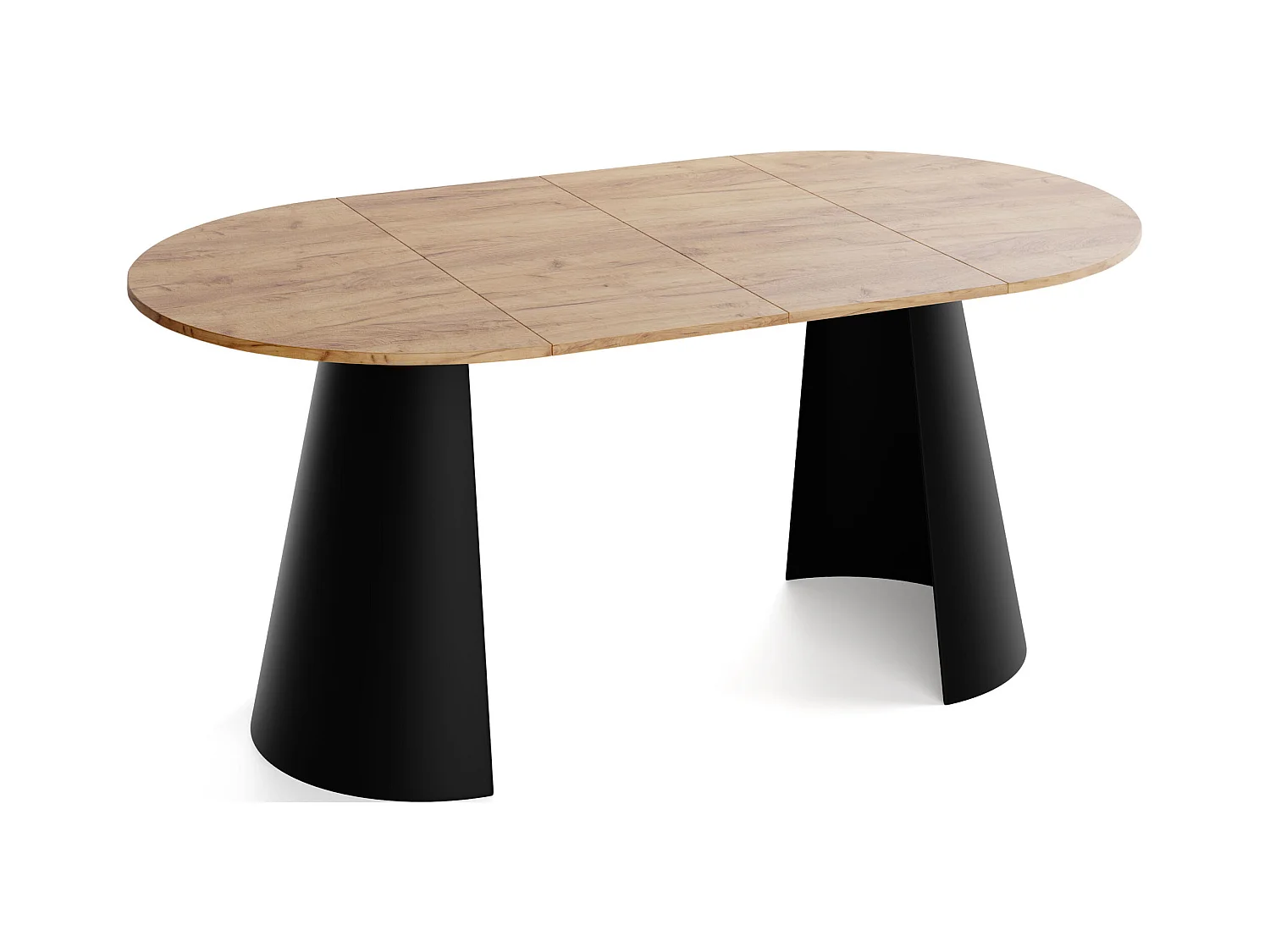 Table à Manger Ronde Extensible – 100 à 180 cm – Table Industrielle avec Pieds en Métal Coniques Noirs pour 5 à 8 Personnes – Gain de Place – Chêne Marron Clair
