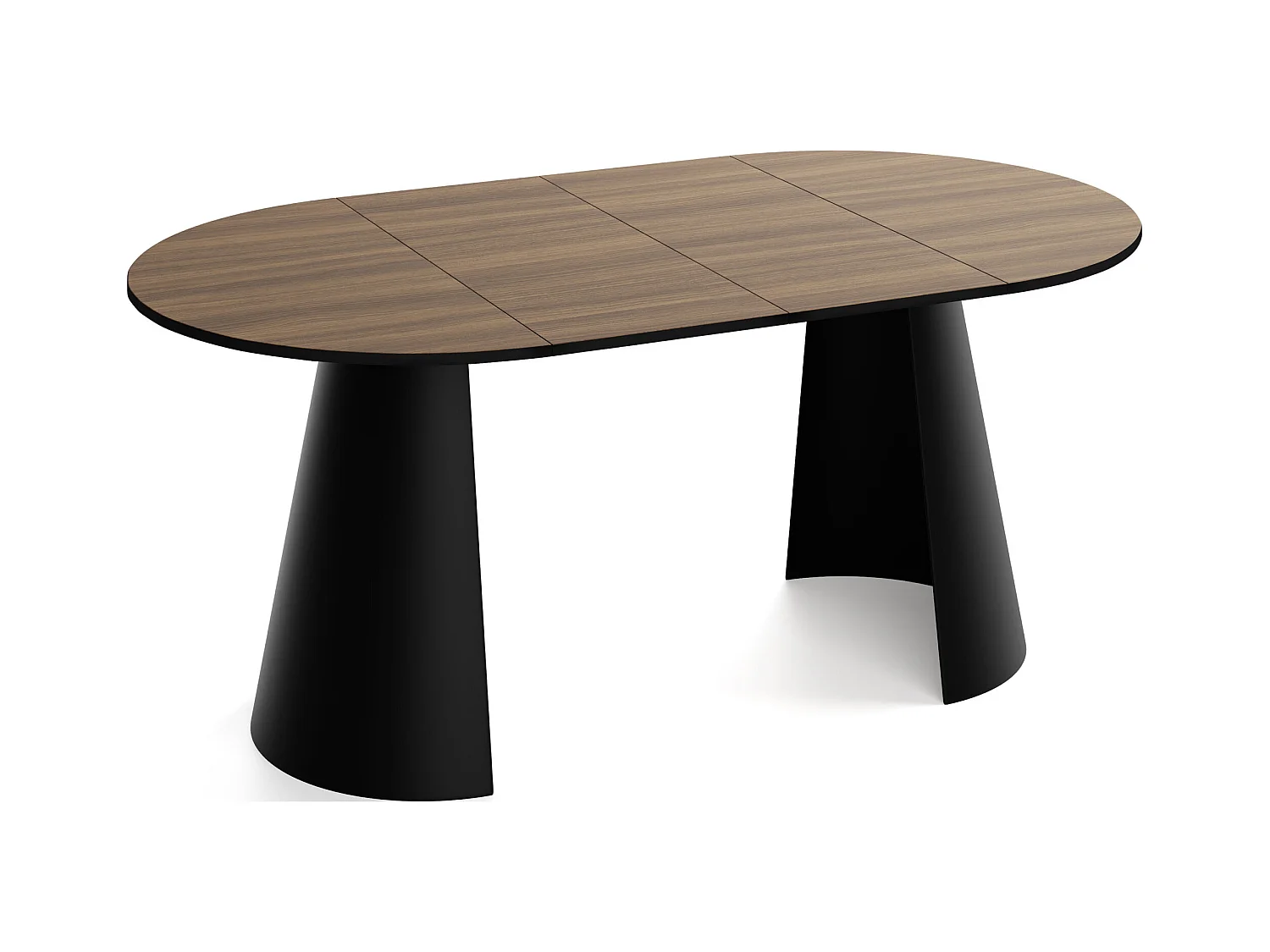 Table à Manger Ronde Extensible – 100 à 180 cm – Table Industrielle avec Pieds en Métal Coniques Noirs pour 5 à 8 Personnes – Gain de Place – Marron Noyer