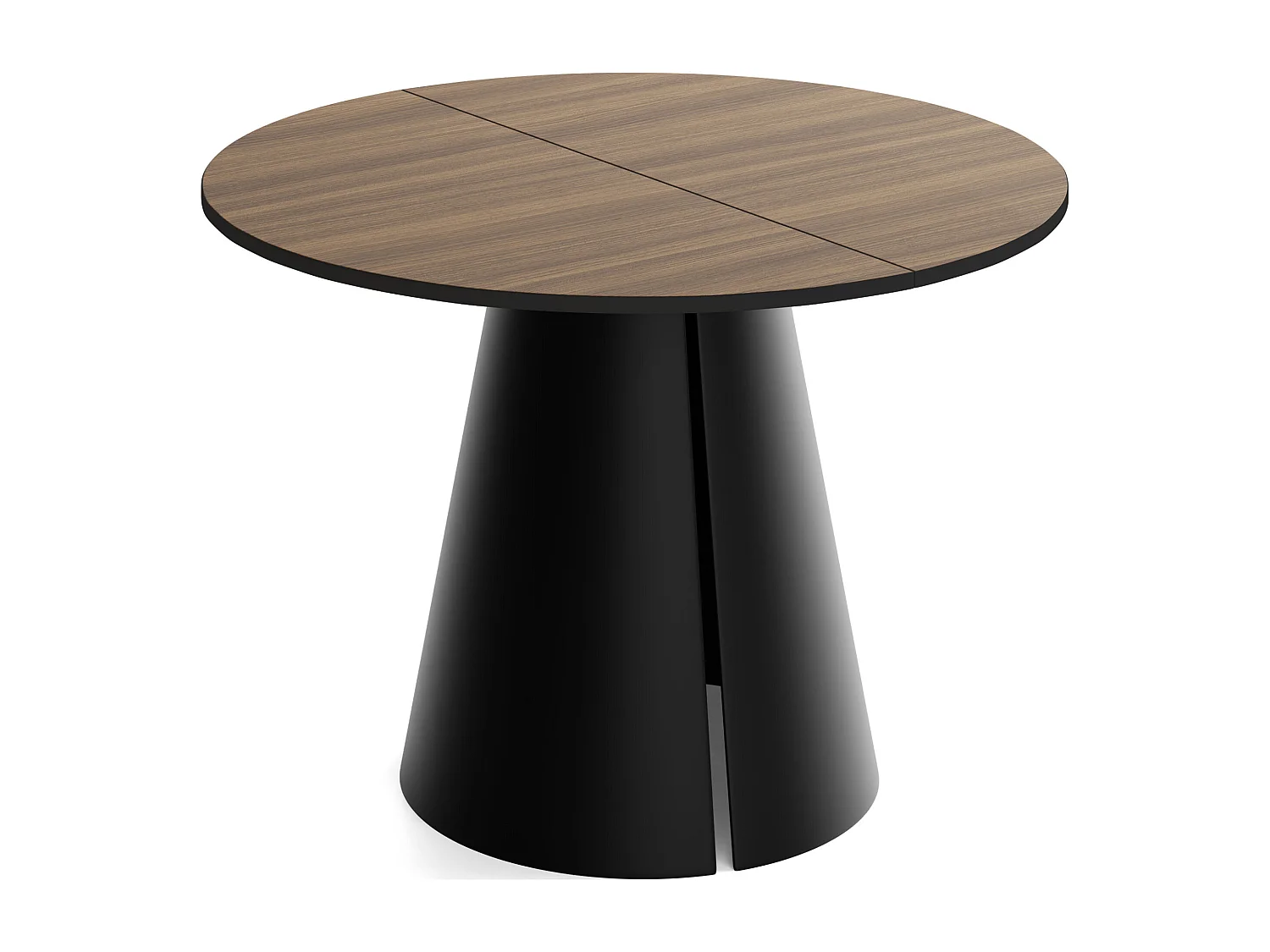 Esstisch Rund Ausziehbar im Loft-Stil – 100 cm – Industrieller Tisch mit Schwarzen Konischem Metallbeinen für 5-8 Personen, Wohnzimmer Esszimmer – Walnuss Braun